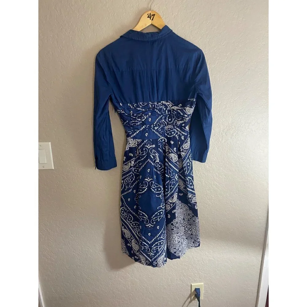 Anthropologie Holding Horses Women's Blue Flared Bandana Dress - 0 - Picture 5 of 15